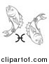 Vector Illustration of a Black and White Astrology Zodiac Pisces Fish and Symbol by AtStockIllustration