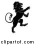 Vector Illustration of a Black and White Attacking Heraldic Lion by AtStockIllustration