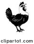 Vector Illustration of a Black and White Crowing Rooster by AtStockIllustration