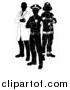 Vector Illustration of a Black and White Faceless Doctor Policeman and Firefighter Posing by AtStockIllustration