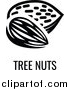 Vector Illustration of a Black and White Food Allergen Icon of Tree Nuts over Text by AtStockIllustration