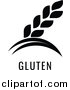 Vector Illustration of a Black and White Food Allergen Icon of Wheat over Gluten Text by AtStockIllustration