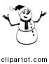 Vector Illustration of a Black and White Happy Christmas Snowman by AtStockIllustration