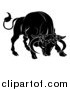 Vector Illustration of a Black and White Horoscope Zodiac Astrology Charging Taurus Bull by AtStockIllustration