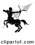 Vector Illustration of a Black and White Horoscope Zodiac Astrology Sagittarius Centaur Archer and Sybmol by AtStockIllustration
