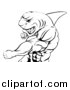 Vector Illustration of a Black and White Mad Muscular Shark Man Mascot Punching by AtStockIllustration