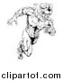 Vector Illustration of a Black and White Muscular Bear Man Running Upright by AtStockIllustration