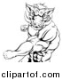 Vector Illustration of a Black and White Muscular Fighting Boar Man Punching by AtStockIllustration