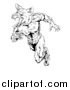 Vector Illustration of a Black and White Muscular Fox Man Sprinting by AtStockIllustration