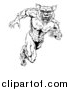 Vector Illustration of a Black and White Muscular Wolf Man Sprinting Upright by AtStockIllustration
