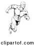 Vector Illustration of a Black and White Running Muscular Man by AtStockIllustration