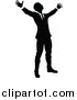 Vector Illustration of a Black and White Silhouetted Business Man Worshipping by AtStockIllustration