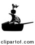 Vector Illustration of a Black and White Silhouetted Pirate Ship with a Jolly Roger Flag by AtStockIllustration