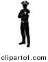 Vector Illustration of a Black and White Silhouetted Police Mom Standing with Folded Arms by AtStockIllustration