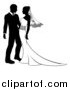 Vector Illustration of a Black and White Silhouetted Wedding Couple Embracing by AtStockIllustration