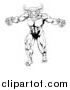 Vector Illustration of a Black and White Snarling Bull Man Minotaur Monster Mascot Attacking by AtStockIllustration