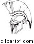 Vector Illustration of a Black and White Spartan or Trojan Helmet, Part of Body Armor by AtStockIllustration