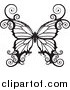 Vector Illustration of a Black and White Swirly Butterfly by AtStockIllustration