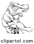 Vector Illustration of a Black and White Tough Muscular Crocodile or Alligator Man Punching by AtStockIllustration
