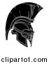 Vector Illustration of a Black and White Trojan Spartan Helmet by AtStockIllustration