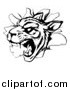 Vector Illustration of a Black and White Vicious Tiger Mascot Breaking Through a Wall by AtStockIllustration