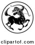 Vector Illustration of a Black and White Zodiac Horoscope Astrology Centaur Sagittarius Circle Design by AtStockIllustration