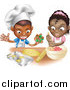 Vector Illustration of a Black Boy and Girl Making Cookies Together by AtStockIllustration