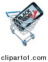 Vector Illustration of a Black Friday Sale Advertisement on a Smart Phone Screen in a Shopping Cart by AtStockIllustration