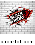 Vector Illustration of a Black Friday Sale Arrow Marquee Sign Breaking Through a White Brick Wall by AtStockIllustration