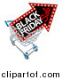 Vector Illustration of a Black Friday Sale Arrow Marquee Sign in a Shopping Cart by AtStockIllustration