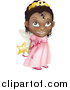 Vector Illustration of a Black Girl in a Pink Fairy Princess Costume, Holding Her Wand Behind Her Back by AtStockIllustration