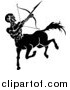 Vector Illustration of a Black Sagittarius Centaur of the Zodiac Shooting an Arrow with a Bow by AtStockIllustration