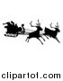 Vector Illustration of a Black Silhouette of Reindeer Flying Santa in His Sleigh by AtStockIllustration