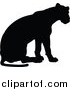 Vector Illustration of a Black Silhouetted Lioness Sitting by AtStockIllustration