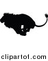 Vector Illustration of a Black Silhouetted Male Lion Running by AtStockIllustration