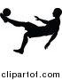 Vector Illustration of a Black Silhouetted Male Soccer Player Athlete in Action by AtStockIllustration