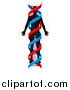Vector Illustration of a Black Silhouetted Person in a Blue and Red Double Helix Dna Strand by AtStockIllustration