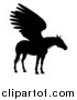 Vector Illustration of a Black Silhouetted Winged Pegasus Horse by AtStockIllustration