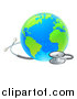 Vector Illustration of a Blue and Green World Earth Globe with a Stethoscope by AtStockIllustration