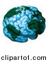 Vector Illustration of a Blue Brain Globe with Green Continents by AtStockIllustration