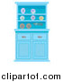 Vector Illustration of a Blue Buffet Hutch with Plates by AtStockIllustration