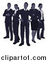 Vector Illustration of a Blue Faceless Business Team Standing in V Formation by AtStockIllustration