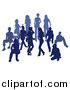 Vector Illustration of a Blue Group of Silhouetted People in a Crowd by AtStockIllustration