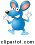 Vector Illustration of a Blue Mouse Wearing Gloves and Doing Jazz Hands by AtStockIllustration