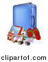 Vector Illustration of a Blue Suitcase with Travel Essentials by AtStockIllustration