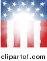 Vector Illustration of a Bright Light Shining on a Vertical American Flag by AtStockIllustration
