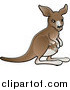 Vector Illustration of a Brown Mother Kangaroo with a Little Baby Joey in Her Pouch by AtStockIllustration