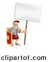 Vector Illustration of a Buff Roman Soldier with a Sign by AtStockIllustration