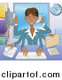 Vector Illustration of a Busy Multi Tasking African American Assistant Secretary Woman Typing, Filing, Organizing and Taking Phone Calls by AtStockIllustration