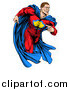 Vector Illustration of a Cacuasian Muscular Super Hero Man Running by AtStockIllustration